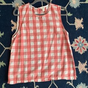 J. Crew Coral Gingham Sleeveless Blouse